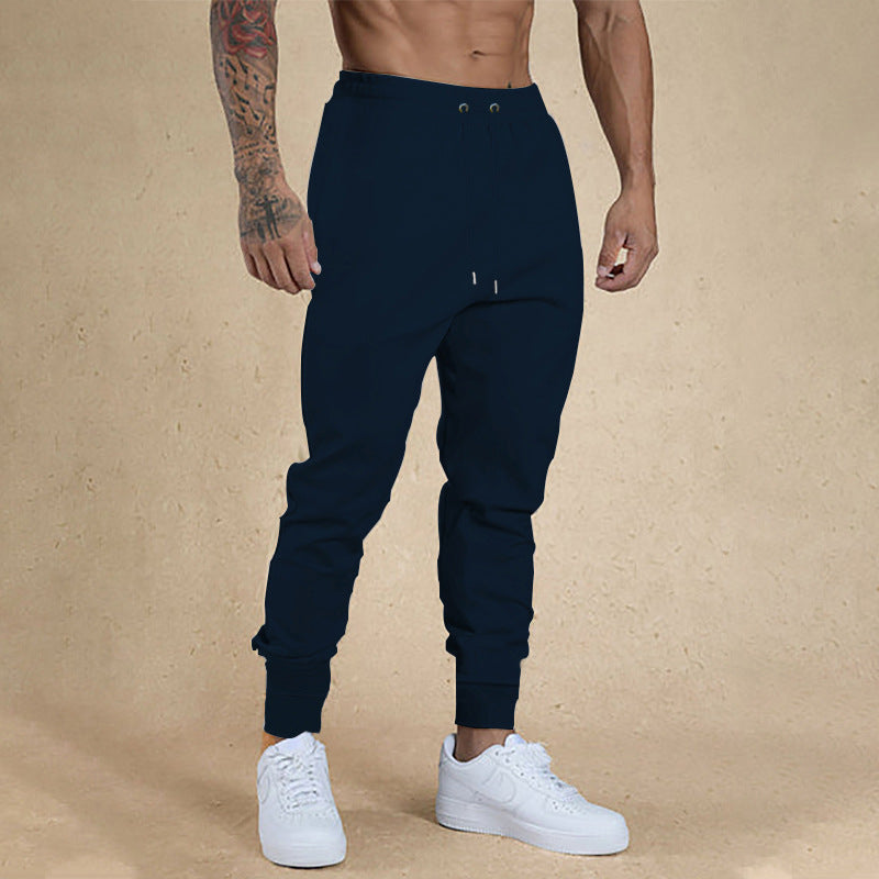 Herren nan athletische Frottee-Jogginghose mit hohem Bund Kordelzug und schmal zulaufenden Rippbündchen R&B