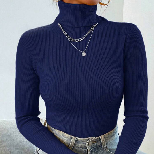 Damen Eleganter Rollkragenpullover mit feiner Rippstruktur R&B