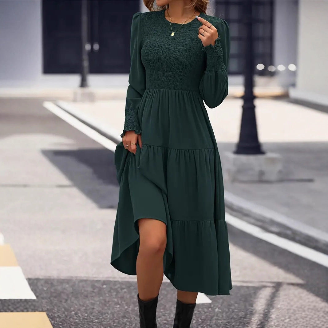 Damen Midi-Kleid mit aufwendigem Rüschensaum und figurbetontem Oberteil R&B