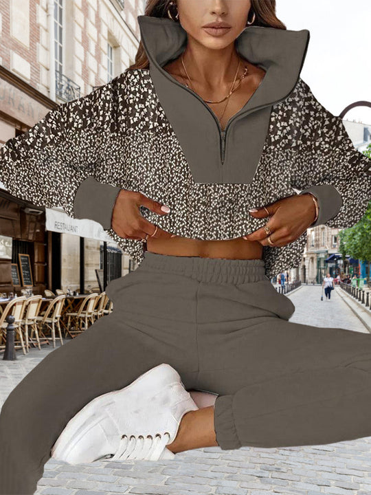 Damen sportliches Freizeitset mit dekorativem Kragen und modernem Design Heidi-Mode