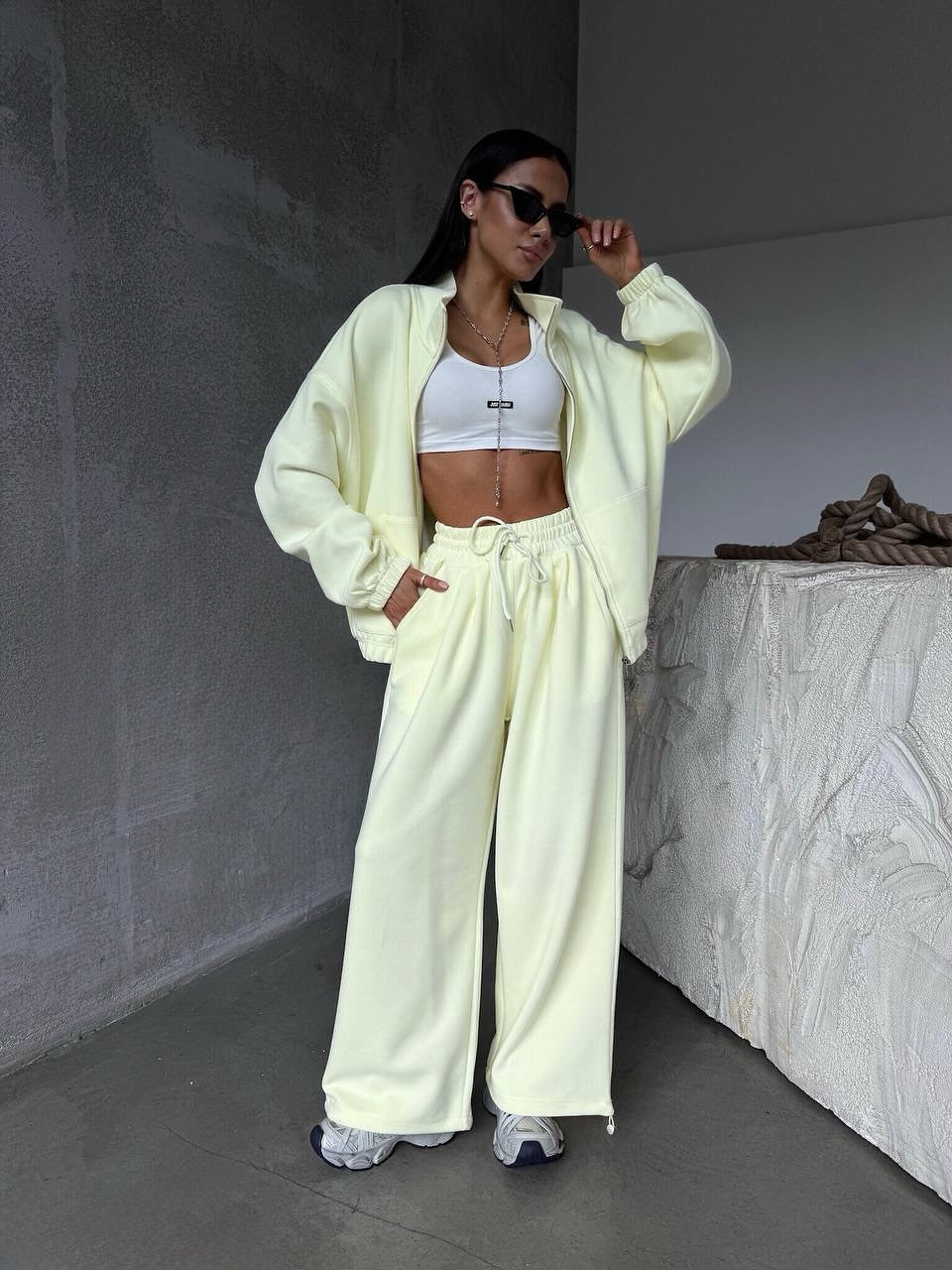 Damen sportliches Baumwoll-Jogginganzug mit lässiger Passform und praktischen Taschen R&B