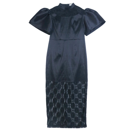 Damen Elegantes Maxikleid mit dekorativen Puffärmeln und romantischem Spitzenunterbau R&B