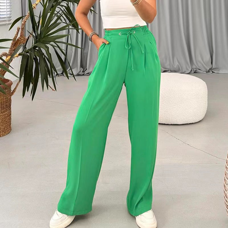 Damen Weite Freizeithose mit elastischem Bund und verstellbarem Kordelzug R&B