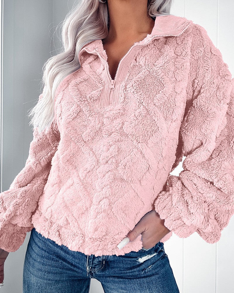 Damen Fleecepullover mit hohem Kragen und Reißverschluss R&B