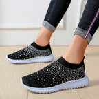 Damen Glitzernde Slip-On Sneakers mit atmungsaktivem Strickdesign R&B