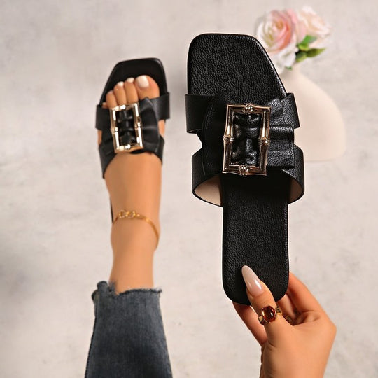 Damen modische Riemchen-Sandalen mit funkelndem Schmuckdetail R&B