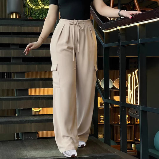 Damen weite Cargo-Hose mit elastischem Bund und praktischen Taschen R&B