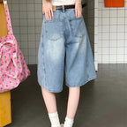 Damen weite Denim-Shorts im modernen Design mit praktischen Taschen R&B