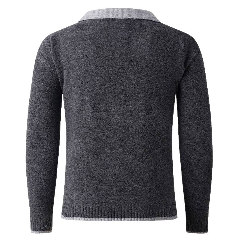 Herren V-Ausschnitt Pullover mit Hemdkragen und feiner Struktur R&B