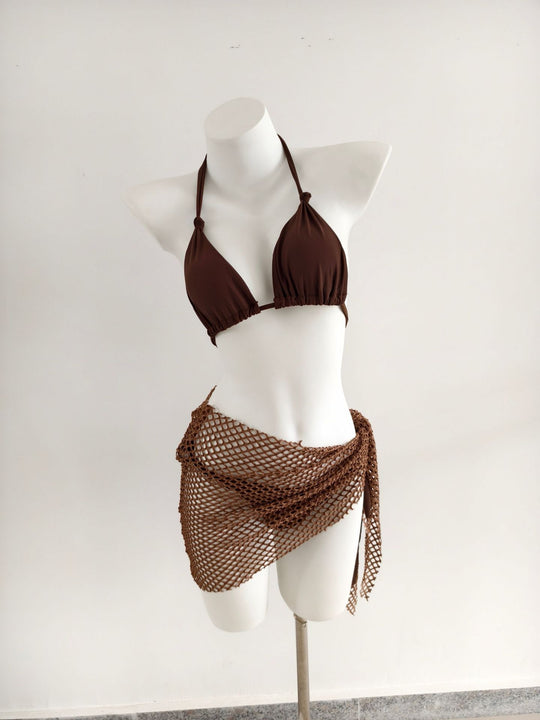 Damen Triangel-Bikini mit modischen Netzrock-Details R&B