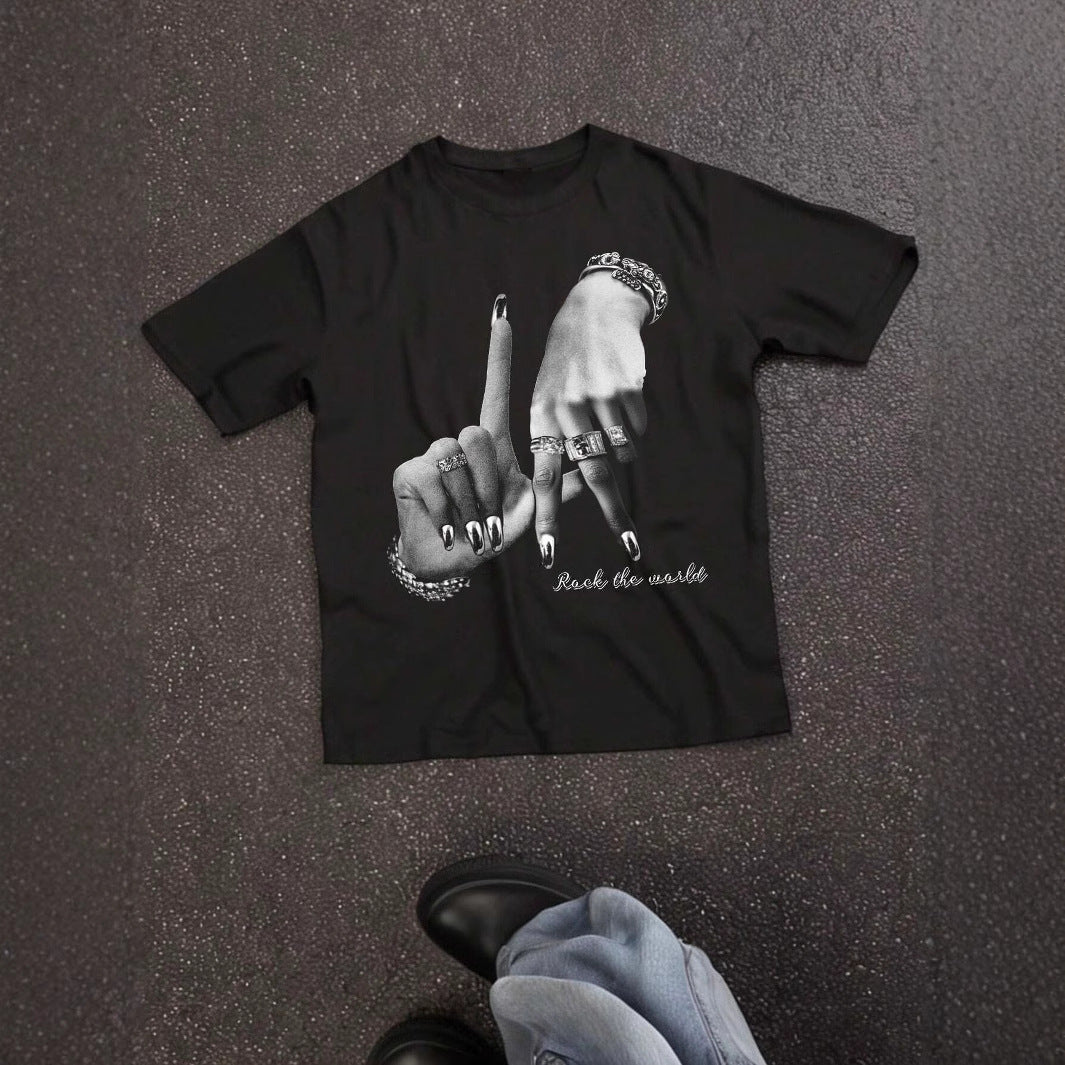 Damen T-Shirt mit künstlerischem Totenkopf-Motiv und lässigem Schnitt R&B
