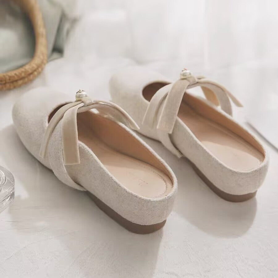 Damen Kuschelige Mules mit dekorativer Schleife und rutschfester Sohle R&B