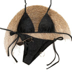 Damen Triangel-Bikini mit verstellbaren Trägern und dekorativem Knoten R&B