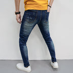 Herren Skinny Fit Jeans mit kreativen Farbklecksen und Rissdesign R&B