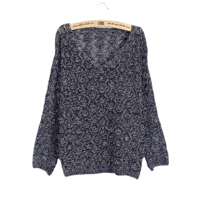 Damen Strickpullover mit V-Ausschnitt und luftiger Lochmusterung R&B