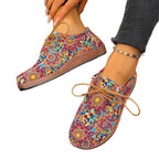 Damen modische Schnürschuhe mit floralem Muster und komfortabler Sohle R&B