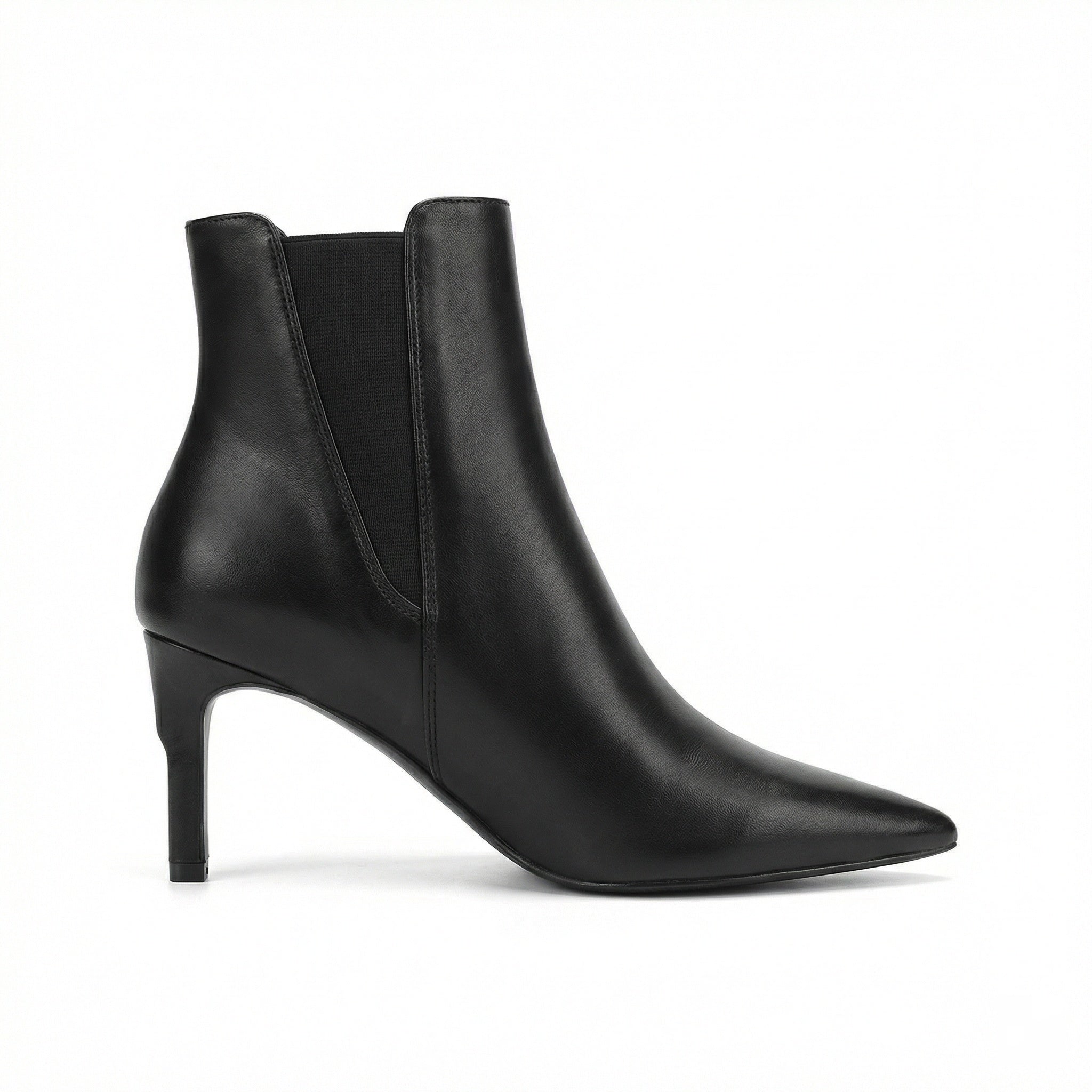 Damen elegante knöchelhohe Stiefelette aus Lederoptik mit spitz zulaufender Zehenpartie elastischem Einsatz und komfortablem Absatz R&B
