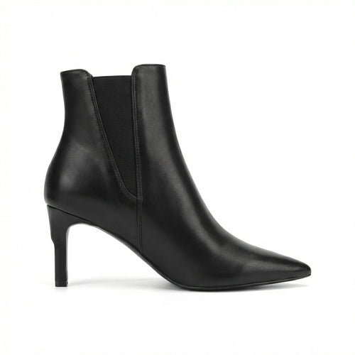 Damen elegante knöchelhohe Stiefelette aus Lederoptik mit spitz zulaufender Zehenpartie elastischem Einsatz und komfortablem Absatz R&B