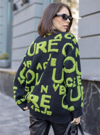 Damen Oversized Strickpullover mit auffälligem Schriftzug und lässiger Passform R&B