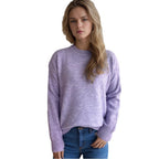 Damen lässiger Pullover mit weitem Schnitt und modernem Rippstrickdesign R&B