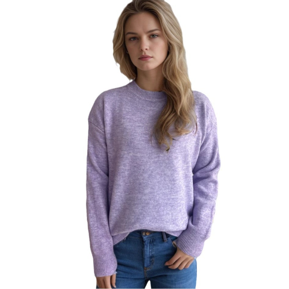Damen lässiger Pullover mit weitem Schnitt und modernem Rippstrickdesign R&B