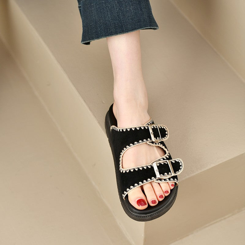 Damen Sandalen mit doppeltem Riemen und komfortabler Sohle EB