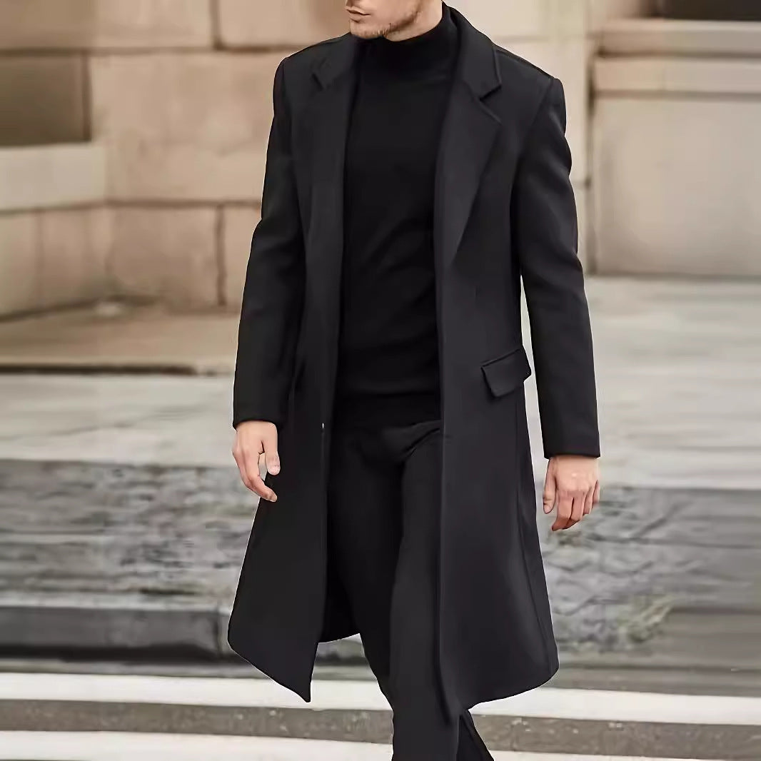Herren eleganter klassischer Langmantel R&B