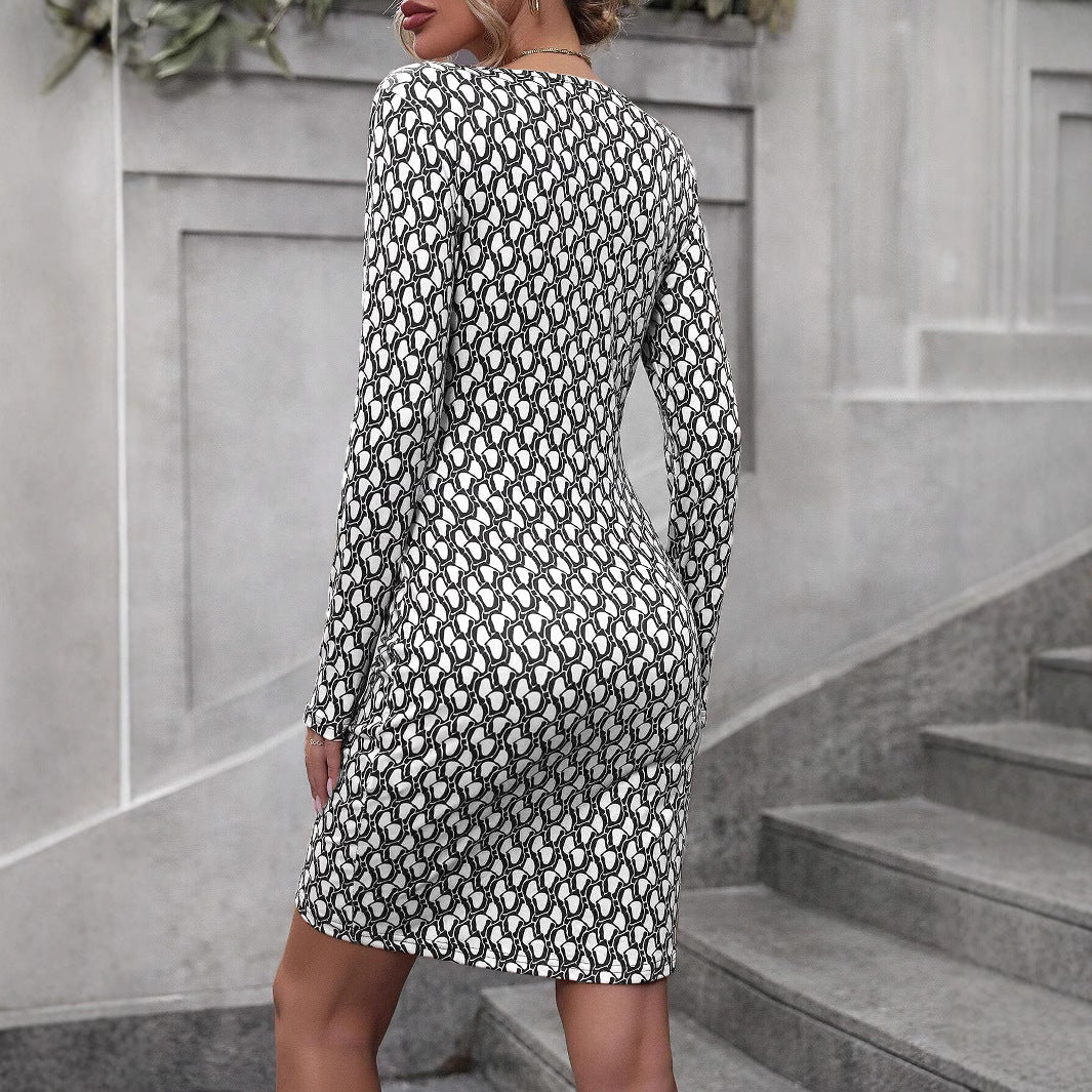 Damen Wickelkleid mit tiefem V-Ausschnitt und figurbetonter Silhouette R&B