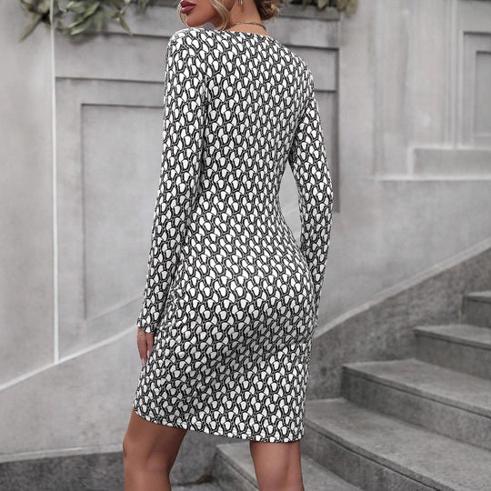 Damen Wickelkleid mit tiefem V-Ausschnitt und figurbetonter Silhouette R&B