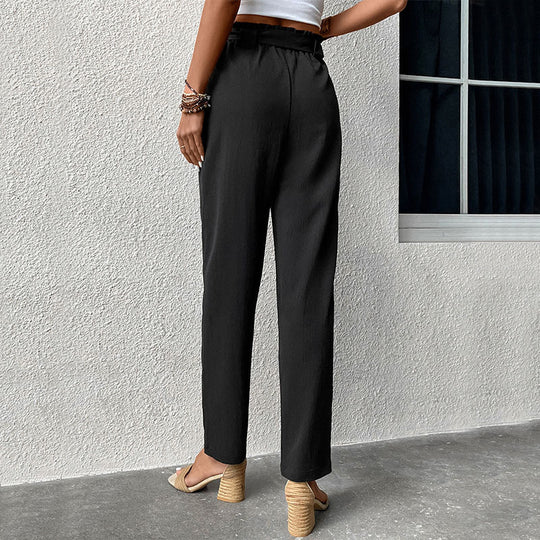 Damen Hochtaillierte Stoffhose mit bequemen Bindegürtel R&B