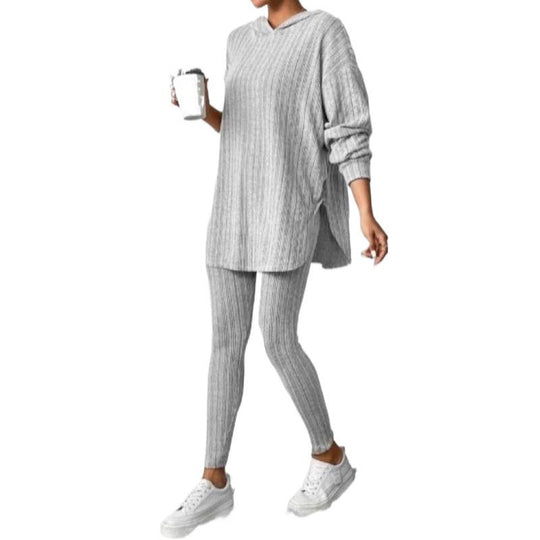 Damen Bequemes Lounge-Set mit Kapuze und schmalen Hosen R&B