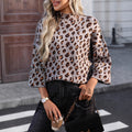 R&B | Damenpullover mit Leopardenmuster und Hohem Kragen