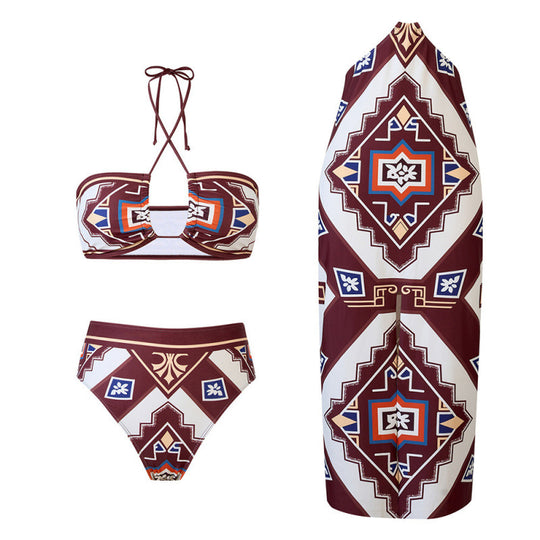 Damen Bikini-Set mit raffiniertem Wickeldesign und trendigem Mustermix R&B