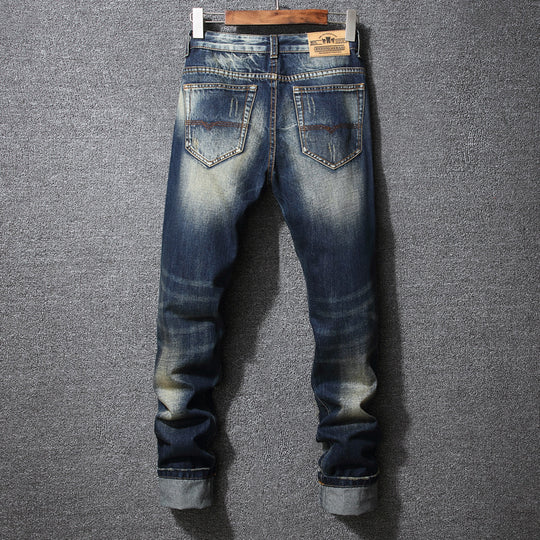 Herren Zerrissene Denim-Jeans mit lässigem Schnitt R&B