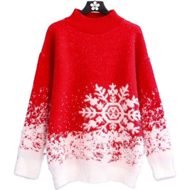 Damen Winterpullover mit festlichem Schneeflockendesign R&B