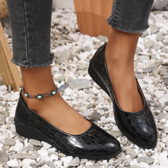 Damen Elegante und komfortable Ballerinas mit modischem Krokopattern R&B