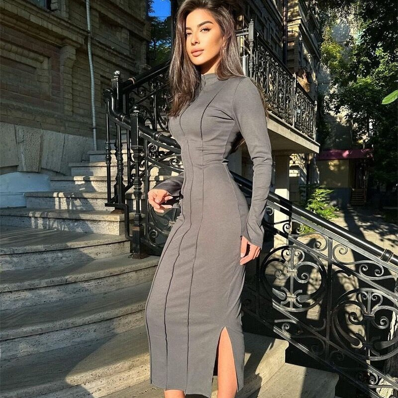 Damen figurbetontes Midikleid R&B