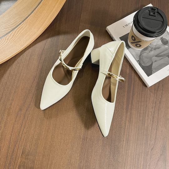 Damen Elegante Pumps mit modischem Riemen und komfortablem Blockabsatz R&B