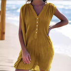 Damen lässiges Strandkleid mit Knopfdetails R&B