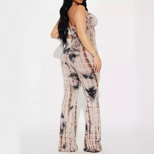 Damen Strapless Jumpsuit mit Raffungen und lässigem Schnitt R&B