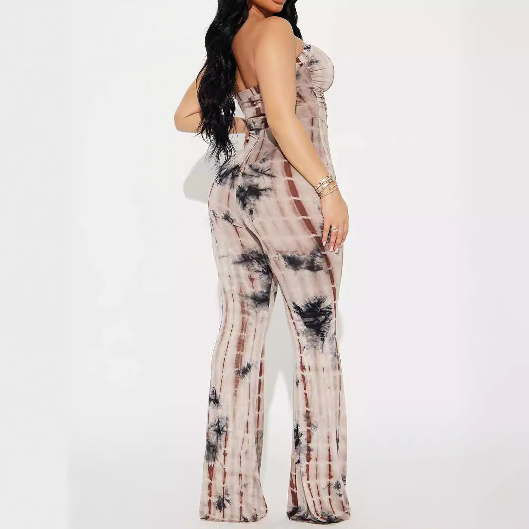 Damen Strapless Jumpsuit mit Raffungen und lässigem Schnitt R&B