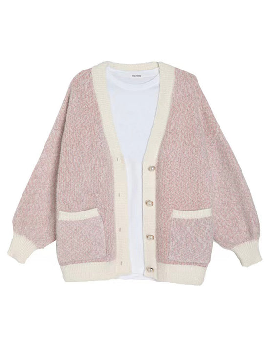 Damen oversized Strickjacke mit praktischen Taschen und stilvollen Knopfdetails R&B