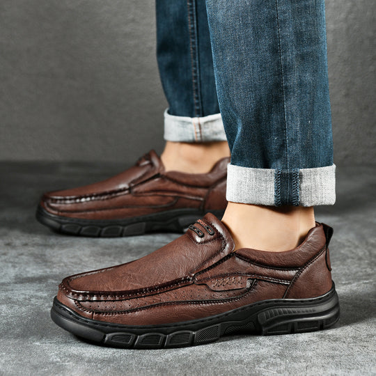 Herren Bequeme Leder-Mokassins mit rutschfester Sohle und atmungsaktivem Design R&B