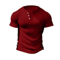 Herren Kurzarm Henley-T-Shirt mit strukturierter Oberfläche R&B