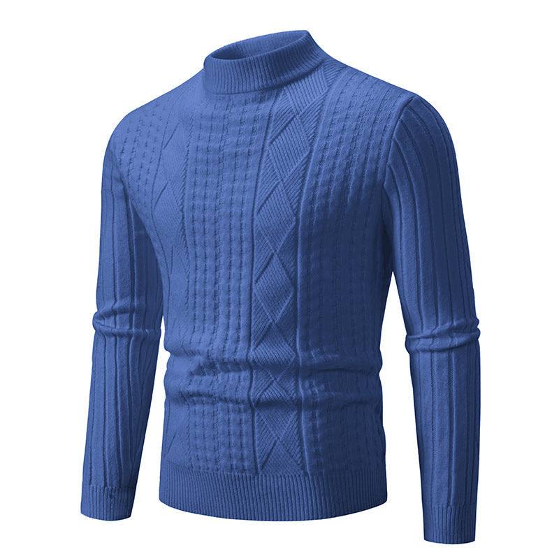 Herren Strickpullover mit strukturiertem Muster und hohem Kragen