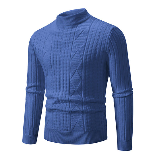 Herren Strickpullover mit strukturiertem Muster und hohem Kragen R&B