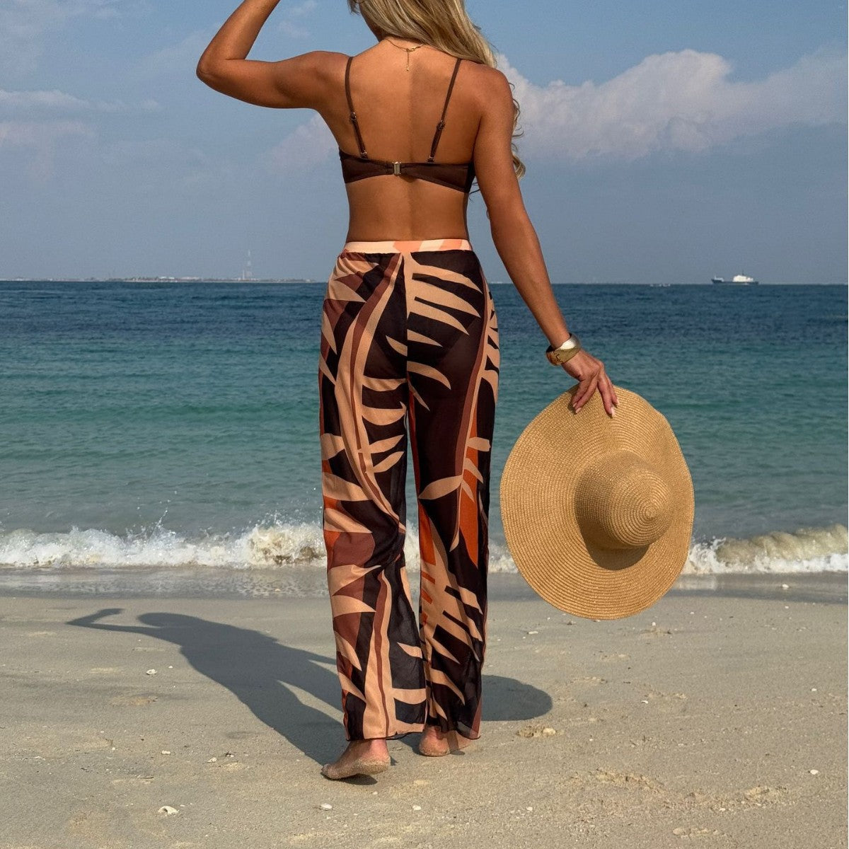 Damen Bikini-Set mit transparentem Maxirock und elegantem Oberteil R&B