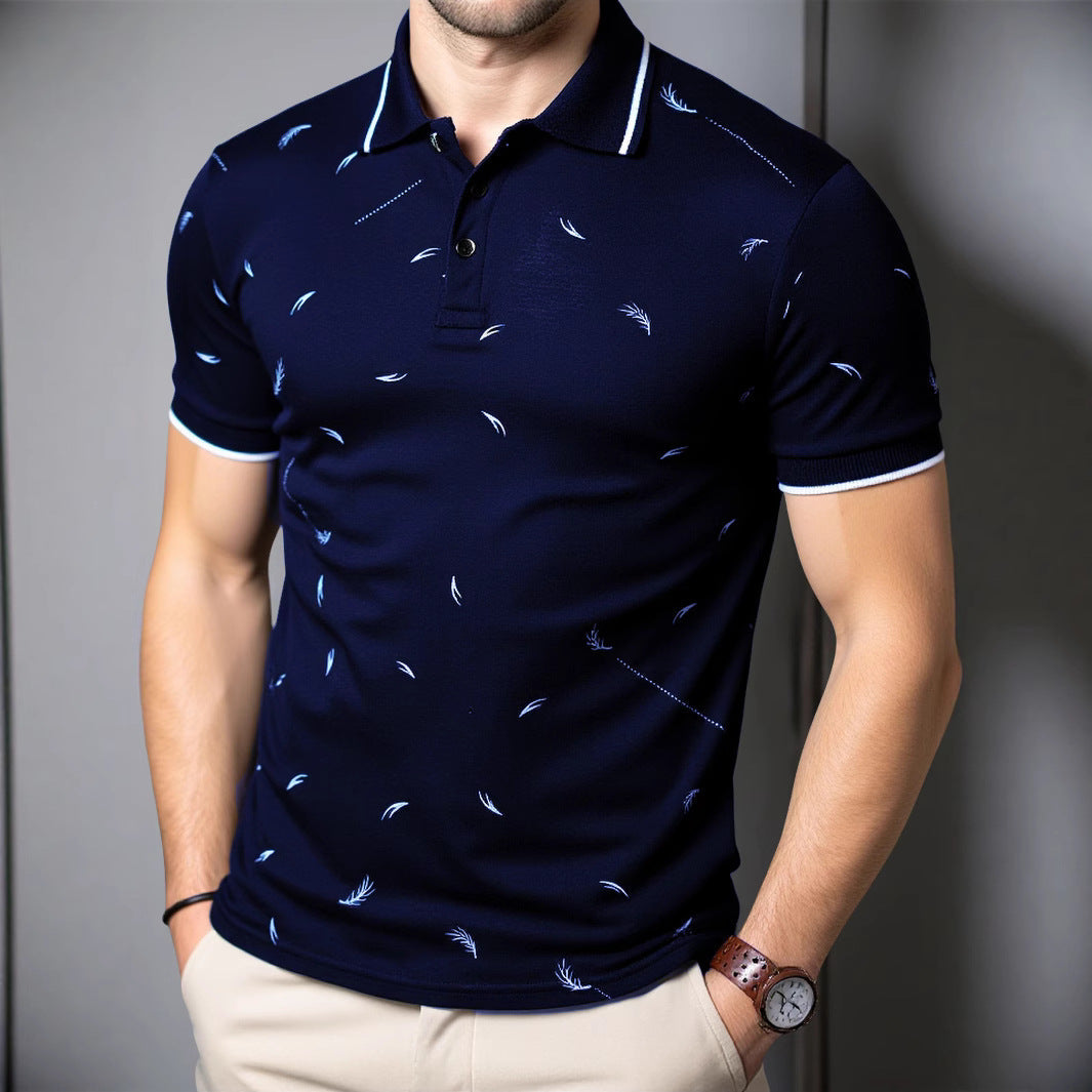 Herren Poloshirt mit modernem Druck und hochwertigem Baumwollmaterial