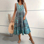 Damen Maxi-Kleid mit verspieltem Ethnomuster und schwingendem Schnitt R&B