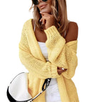 Damen Grober Strickcardigan mit voluminösen Ärmeln und offener Front R&B